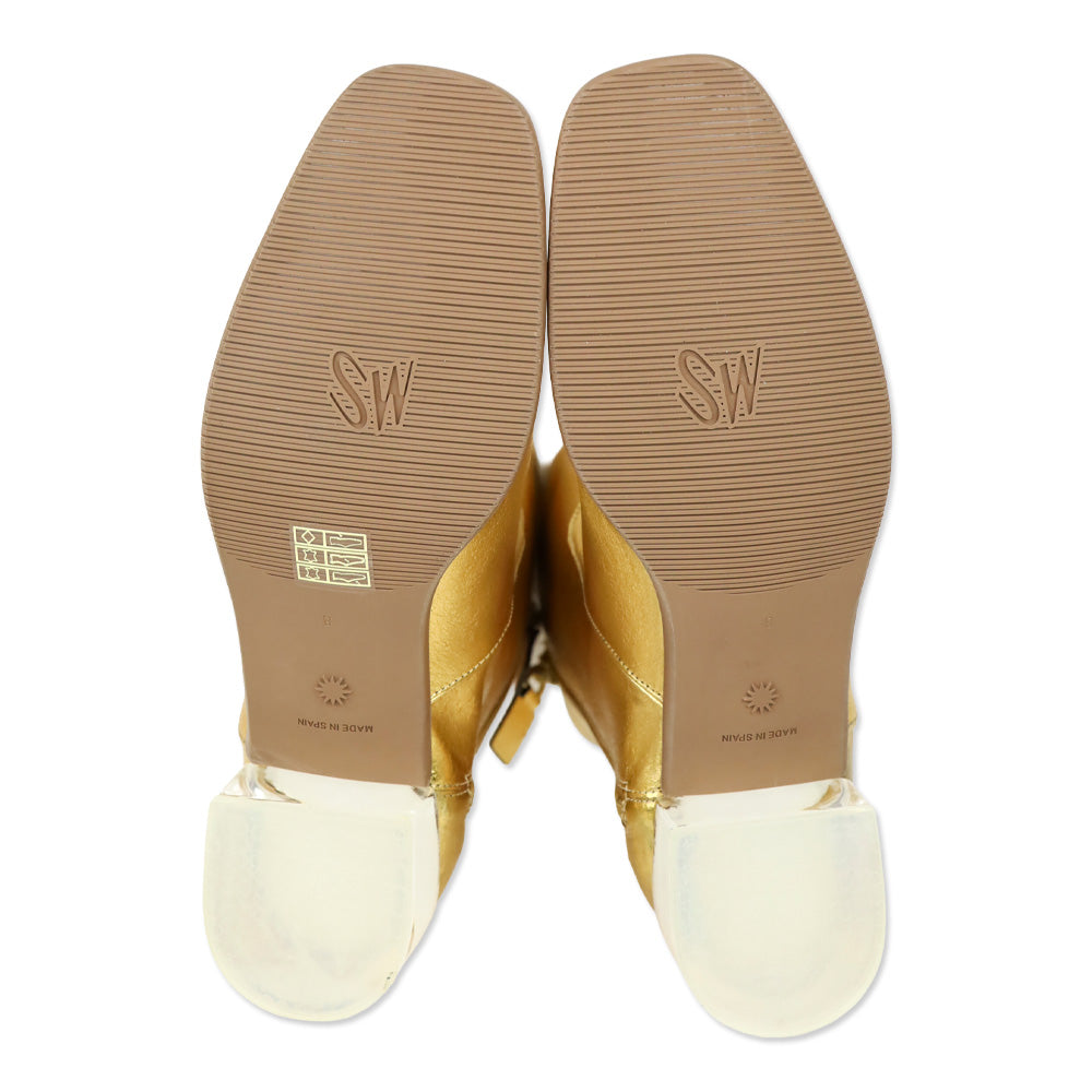 Stuart Weitzman Clodette Gold Lame Nappa Leather Calf Boot