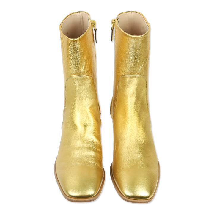 Stuart Weitzman Clodette Gold Lame Nappa Leather Calf Boot