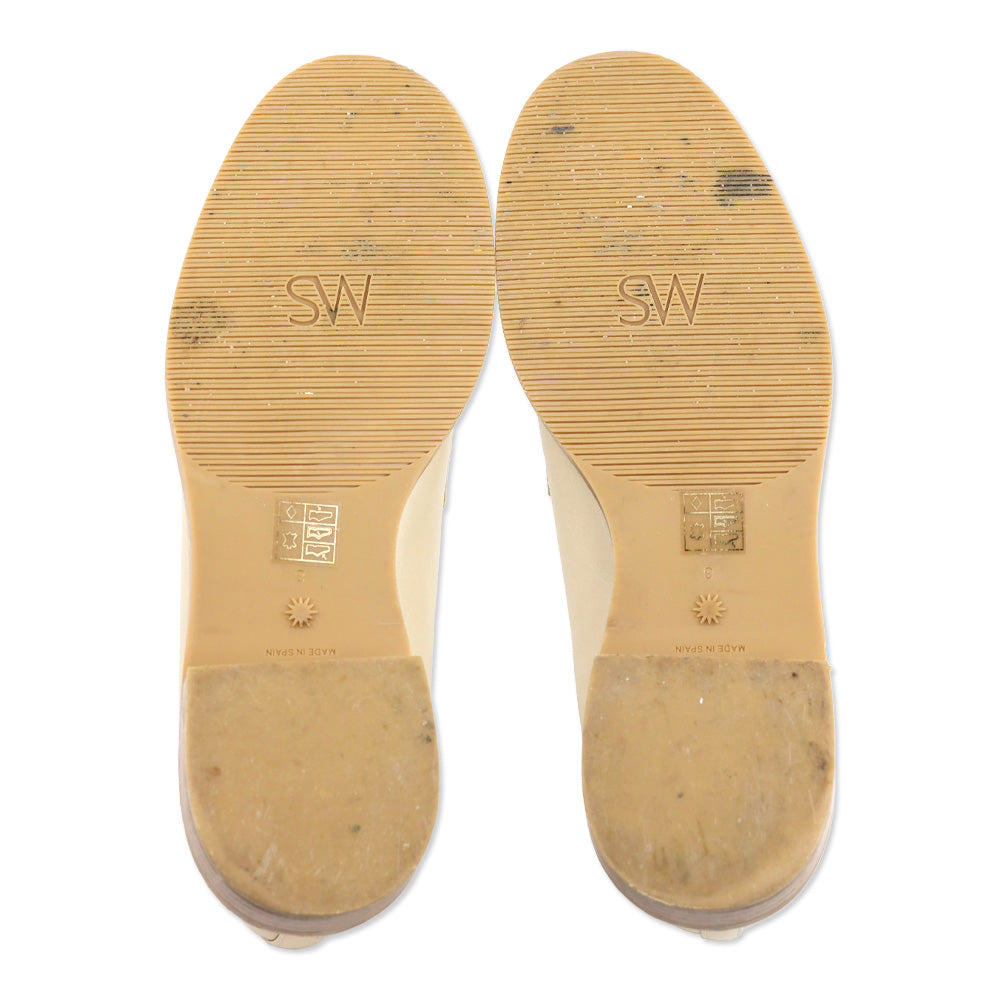 Stuart Weitzman Cream Leather Palmer Studded Loafer