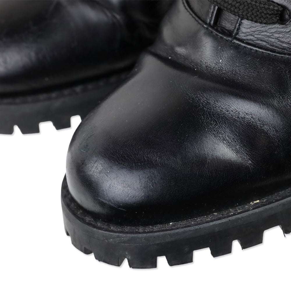 Stuart Weitzman Cyler Black Leather Heeled Combat Boot