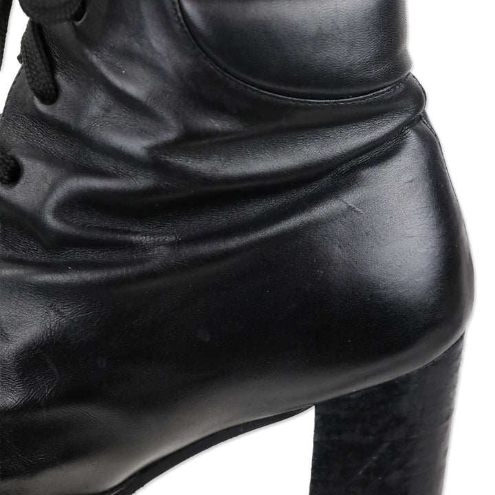 Stuart Weitzman Cyler Black Leather Heeled Combat Boot