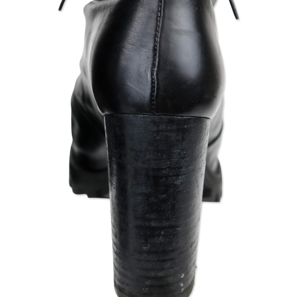 Stuart Weitzman Cyler Black Leather Heeled Combat Boot