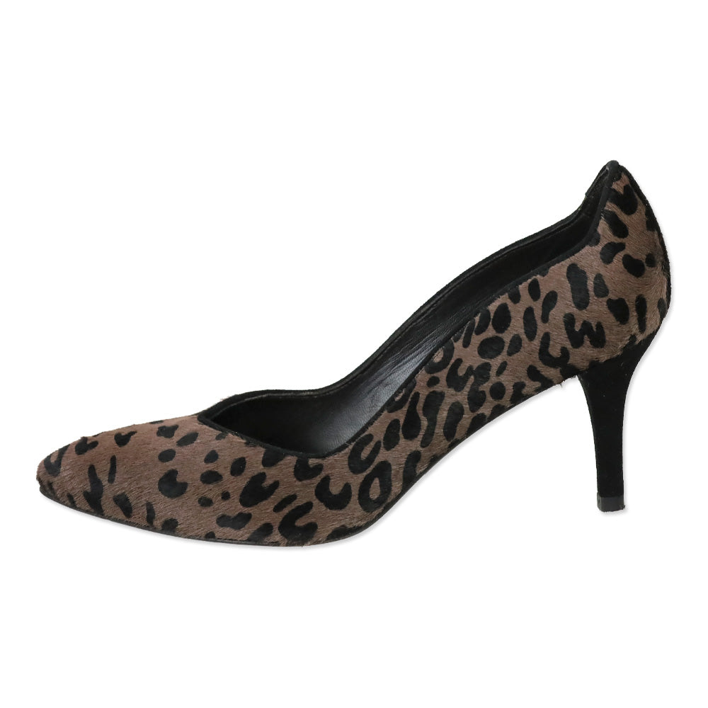 Stuart Weitzman Dark Brown Leopard Print Calf Hair Pumps