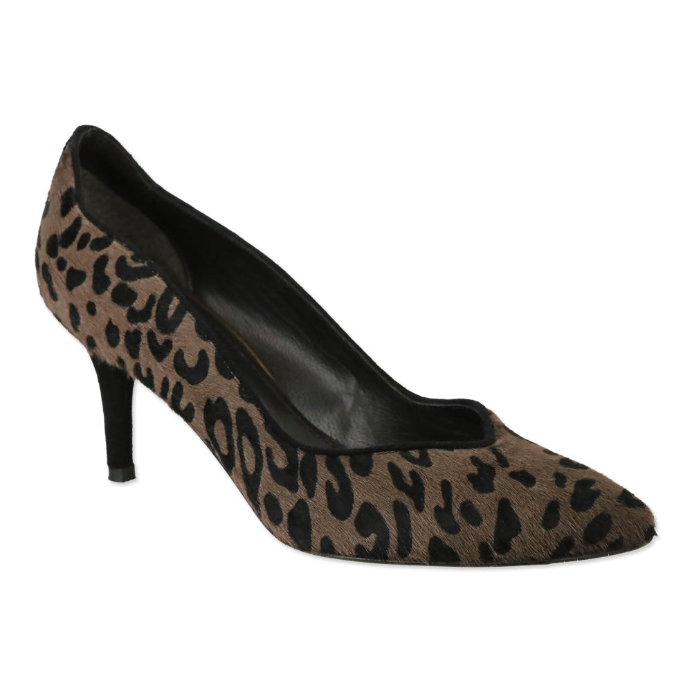 Stuart Weitzman Dark Brown Leopard Print Calf Hair Pumps