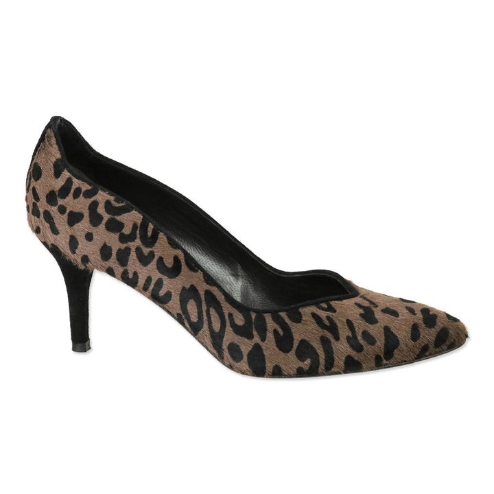 Stuart Weitzman Dark Brown Leopard Print Calf Hair Pumps