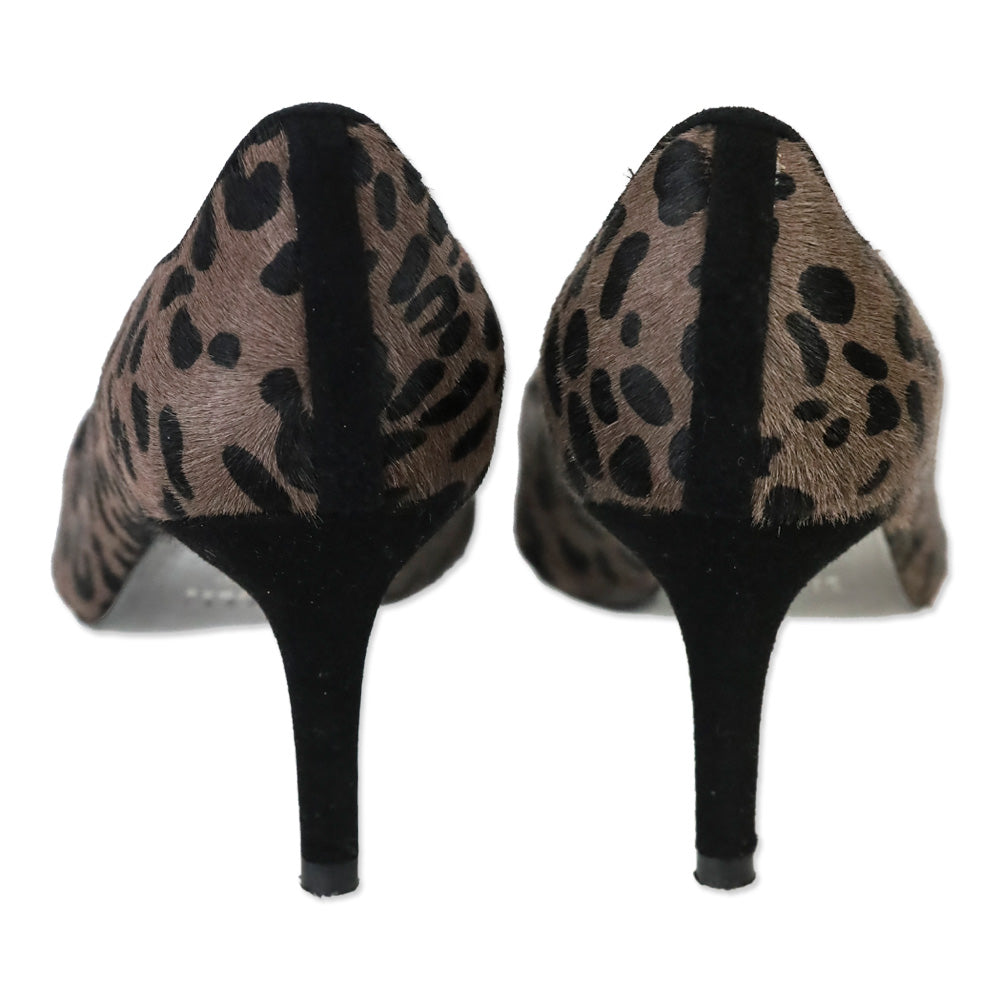 Stuart Weitzman Dark Brown Leopard Print Calf Hair Pumps