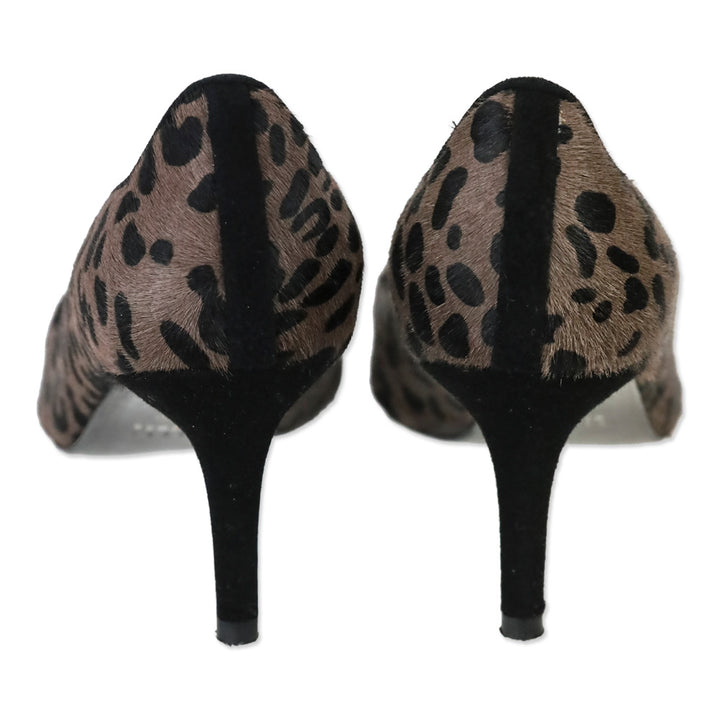 Stuart Weitzman Dark Brown Leopard Print Calf Hair Pumps