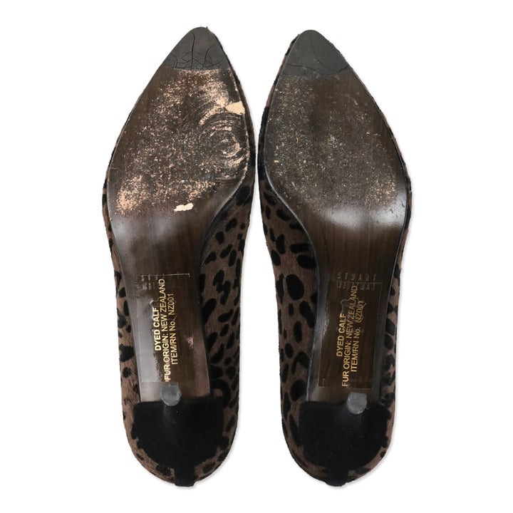 Stuart Weitzman Dark Brown Leopard Print Calf Hair Pumps