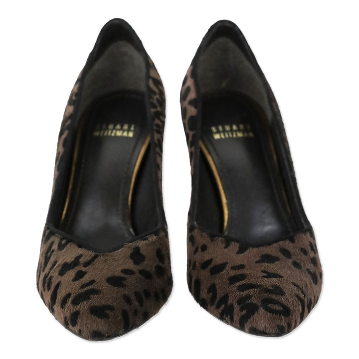 Stuart Weitzman Dark Brown Leopard Print Calf Hair Pumps