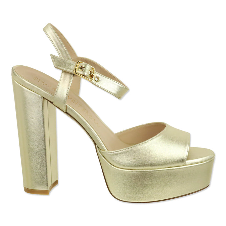 Stuart Weitzman Gold Lame Nappa Ryder 95 Platform Sandal