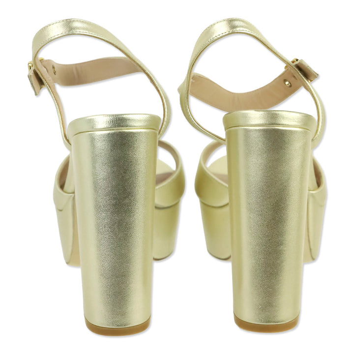 Stuart Weitzman Gold Lame Nappa Ryder 95 Platform Sandal
