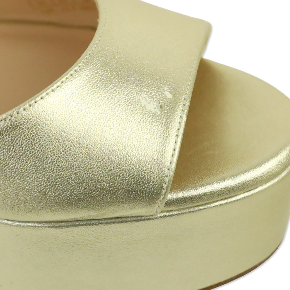 Stuart Weitzman Gold Lame Nappa Ryder 95 Platform Sandal