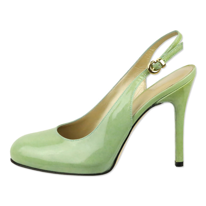 Stuart Weitzman Green Patent Leather Slingback Pump