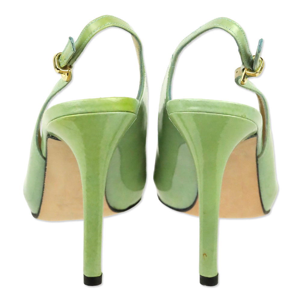 Stuart Weitzman Green Patent Leather Slingback Pump