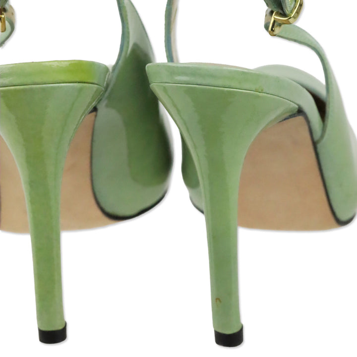 Stuart Weitzman Green Patent Leather Slingback Pump
