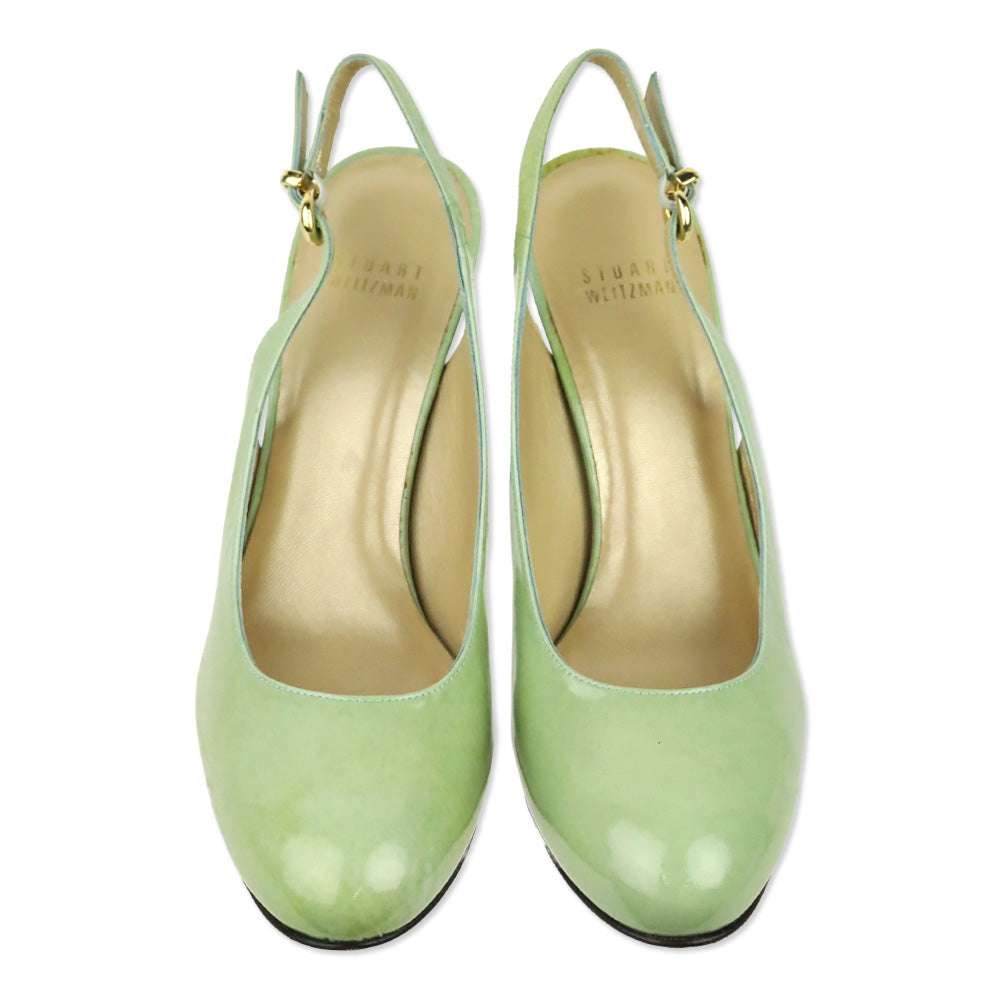 Stuart Weitzman Green Patent Leather Slingback Pump