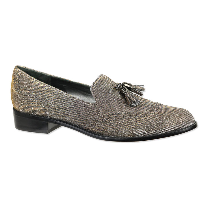 Stuart Weitzman Guy Thing Metallic Lurex Tassel Loafers