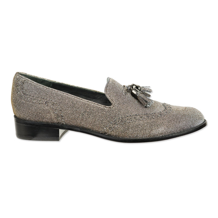Stuart Weitzman Guy Thing Metallic Lurex Tassel Loafers