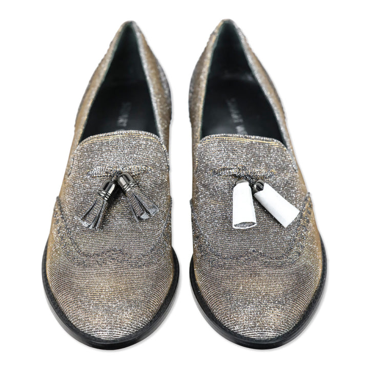Stuart Weitzman Guy Thing Metallic Lurex Tassel Loafers
