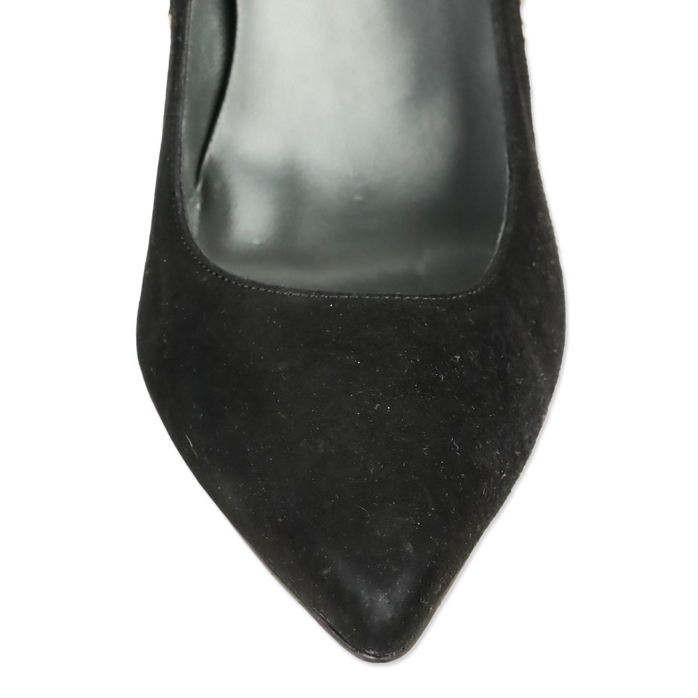 Stuart Weitzman Hispot Black Suede Bronze Studded Pump