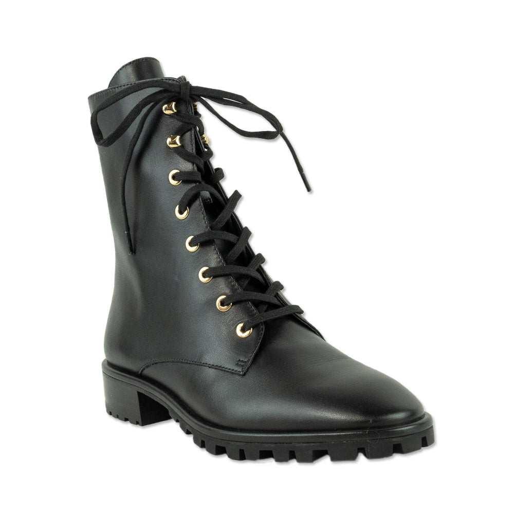 Stuart Weitzman Laine Black Leather Combat Boots