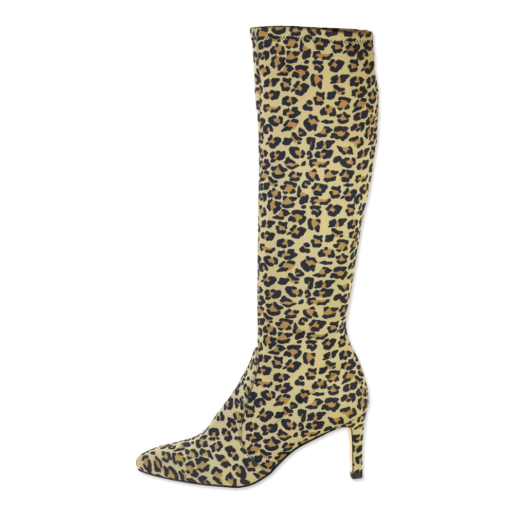 Stuart Weitzman Leopard-Print Lycra Stuart Power Boot 75