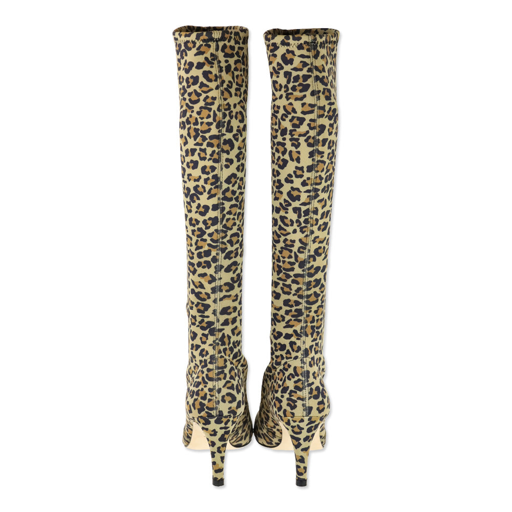 Stuart Weitzman Leopard-Print Lycra Stuart Power Boot 75