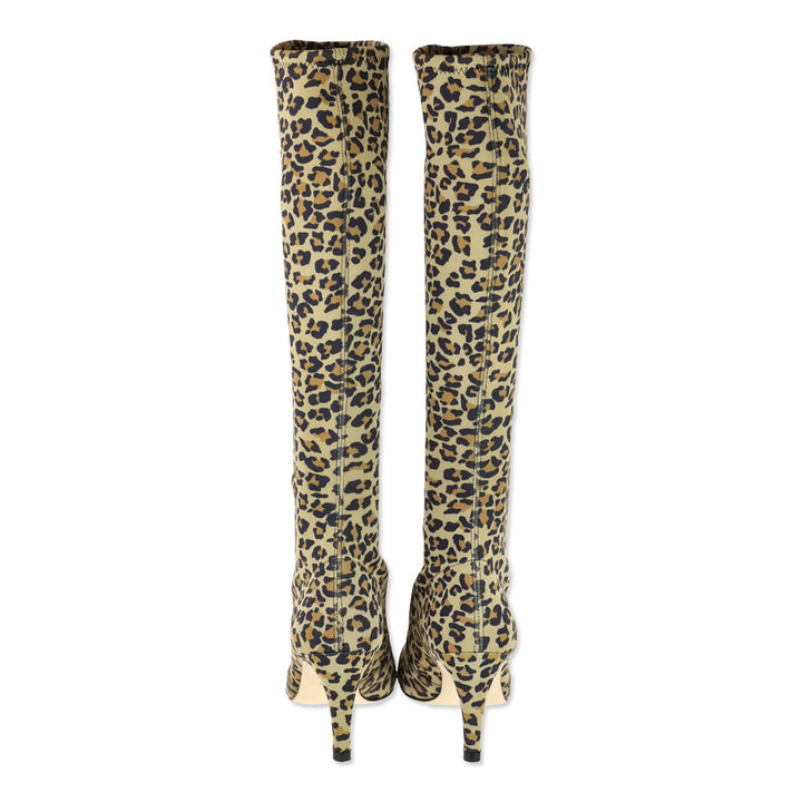 Stuart Weitzman Leopard-Print Lycra Stuart Power Boot 75