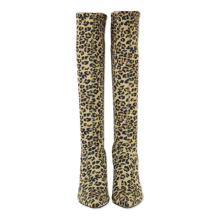 Stuart Weitzman Leopard-Print Lycra Stuart Power Boot 75