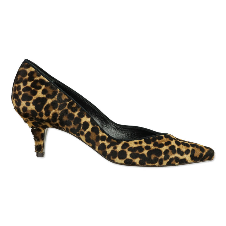 Stuart Weitzman Leopard Print Calf Hair Kitten Pump