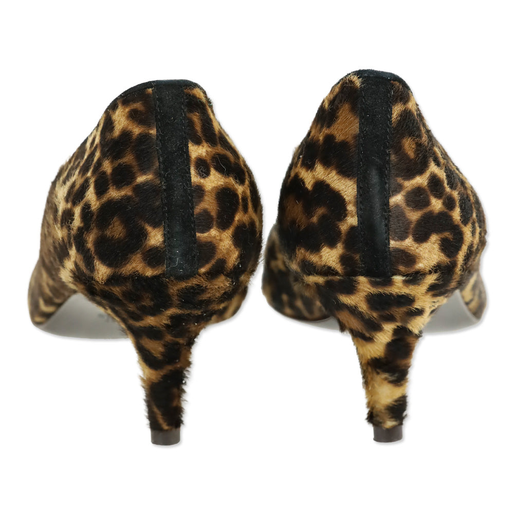 Stuart Weitzman Leopard Print Calf Hair Kitten Pump