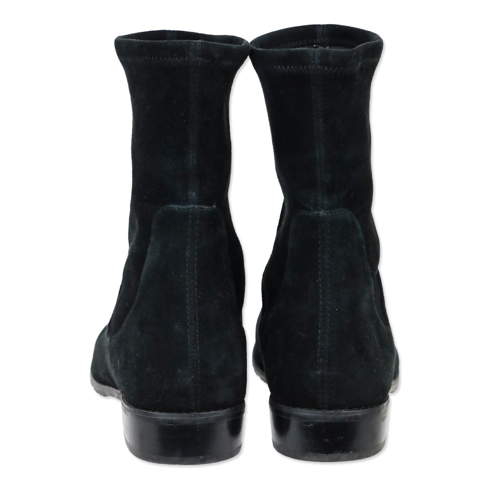 Stuart Weitzman Lilene Black Suede Ankle Boot