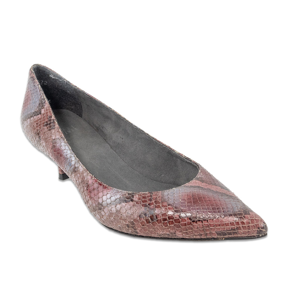 Stuart Weitzman Mauve Snakeskin Kitten Pump