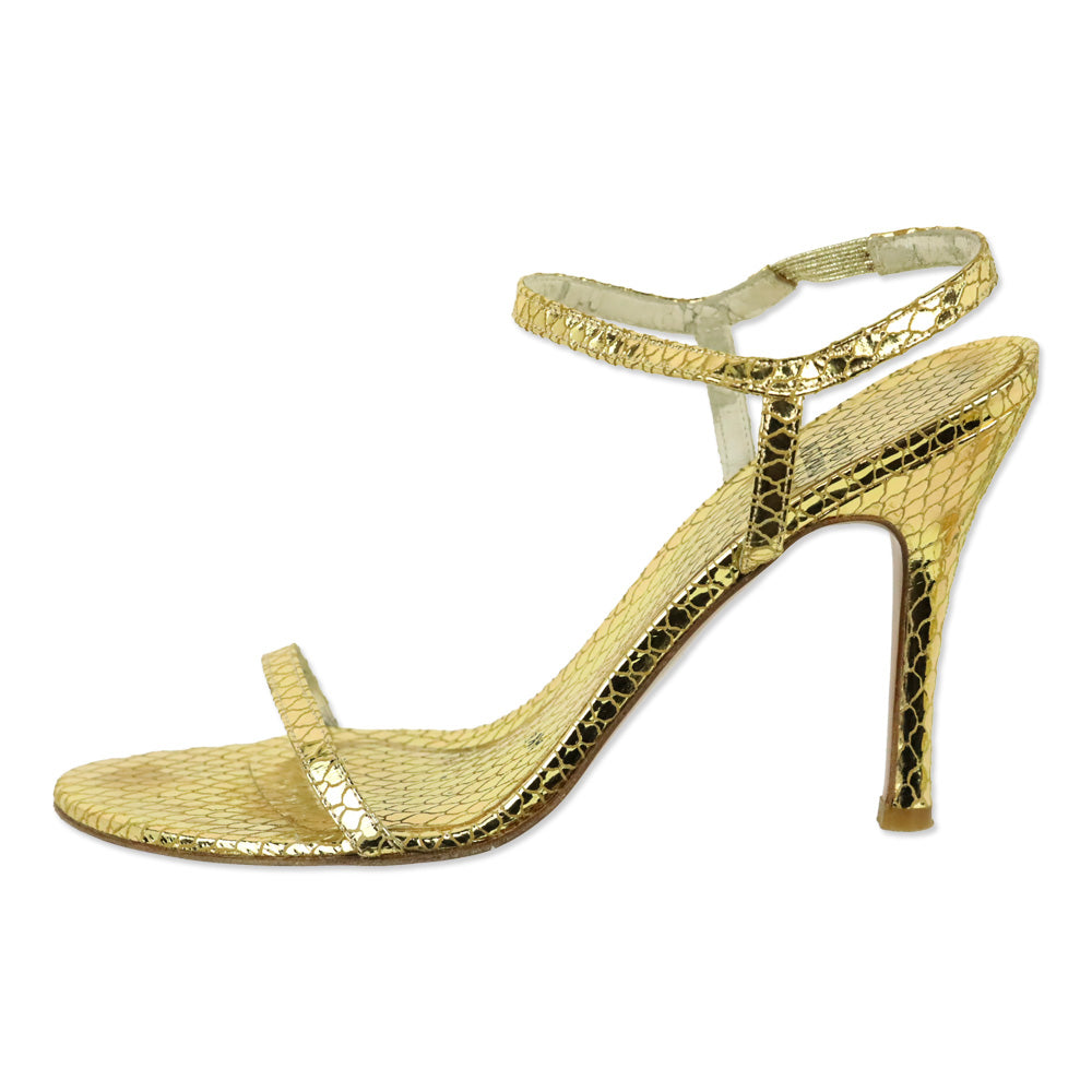 Stuart Weitzman Metallic Gold Serpent Singlesbar Sandal
