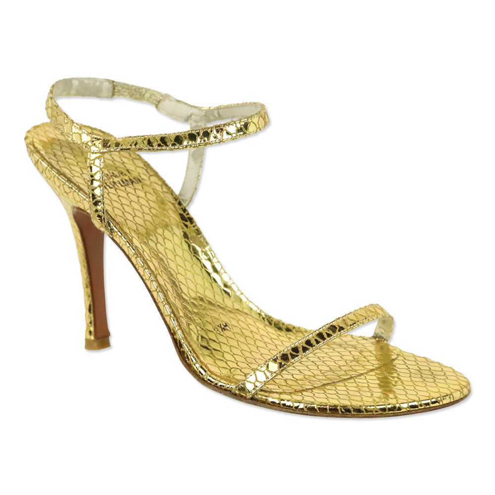 Stuart Weitzman Metallic Gold Serpent Singlesbar Sandal
