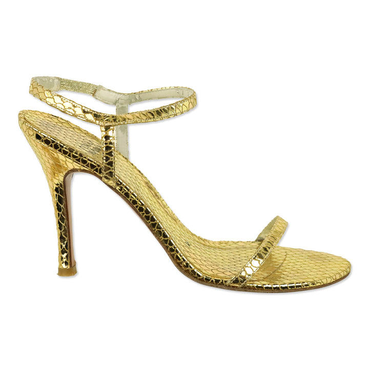 Stuart Weitzman Metallic Gold Serpent Singlesbar Sandal