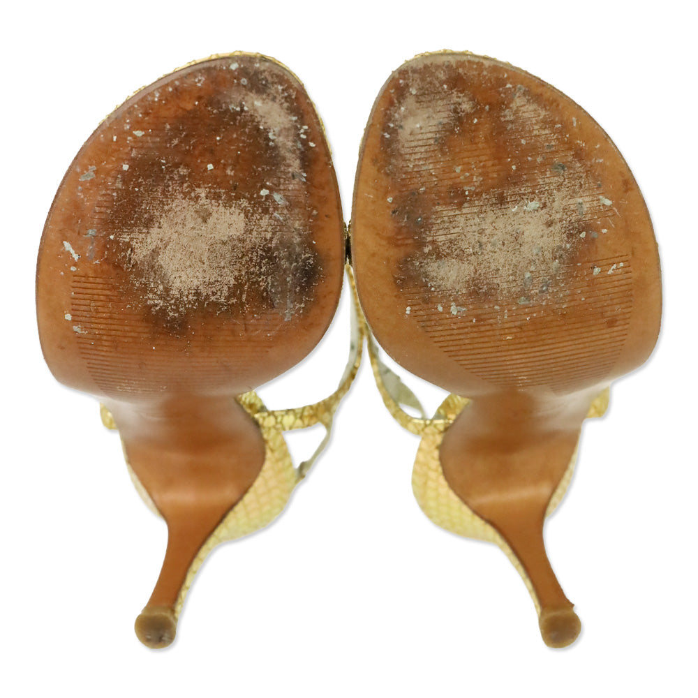 Stuart Weitzman Metallic Gold Serpent Singlesbar Sandal