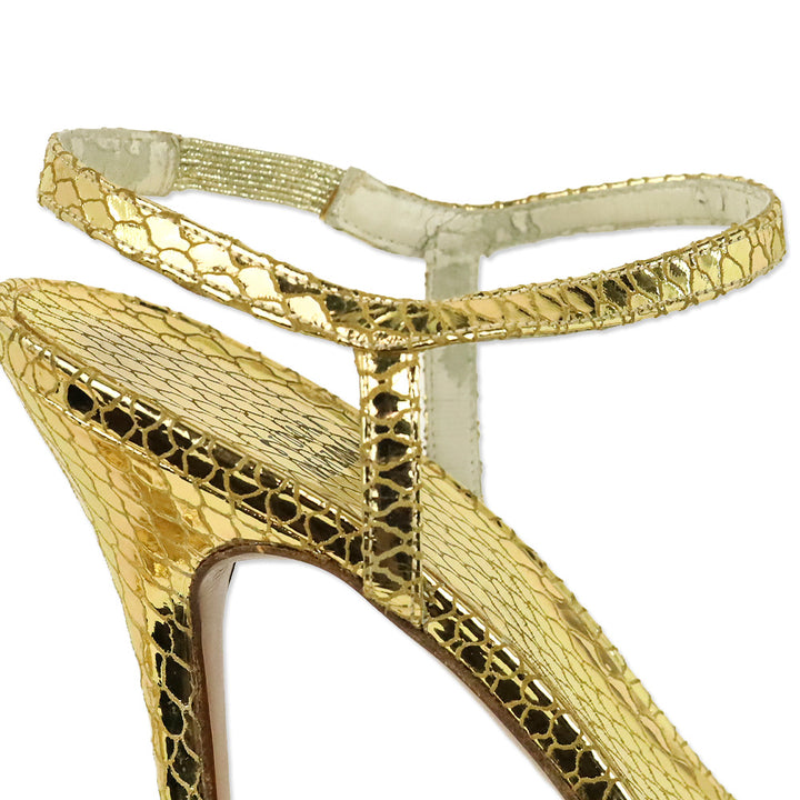 Stuart Weitzman Metallic Gold Serpent Singlesbar Sandal