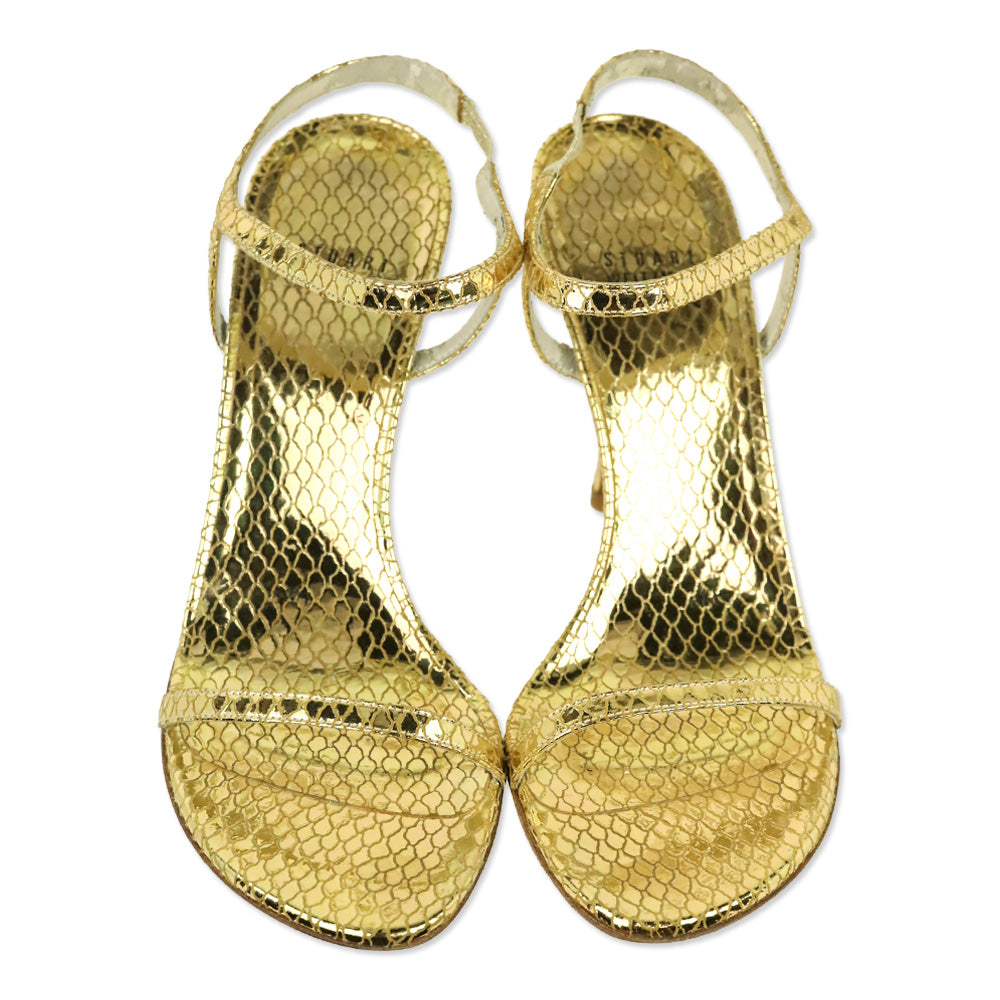 Stuart Weitzman Metallic Gold Serpent Singlesbar Sandal