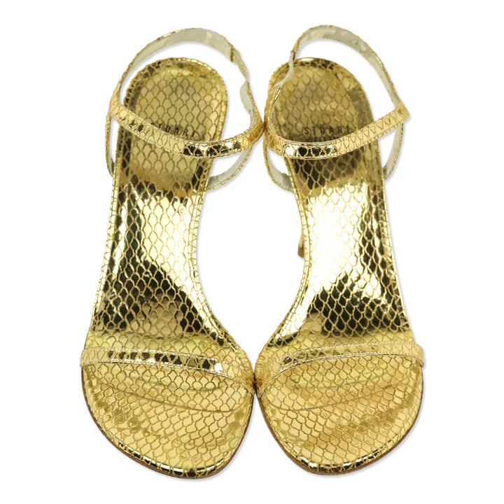 Stuart Weitzman Metallic Gold Serpent Singlesbar Sandal