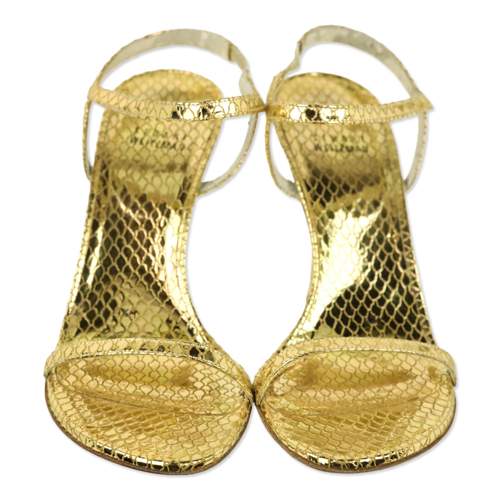 Stuart Weitzman Metallic Gold Serpent Singlesbar Sandal