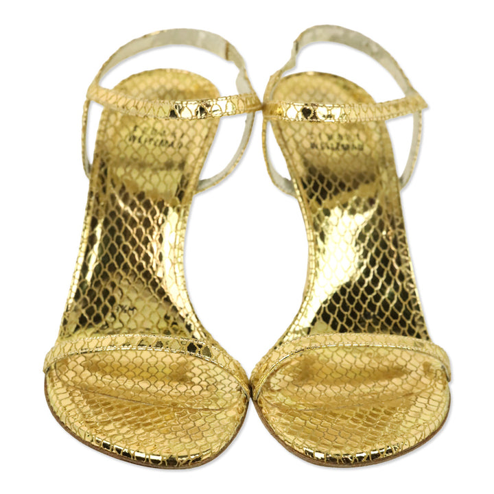 Stuart Weitzman Metallic Gold Serpent Singlesbar Sandal