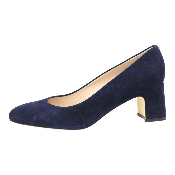 Stuart Weitzman Navy Suede Block Heel Pumps