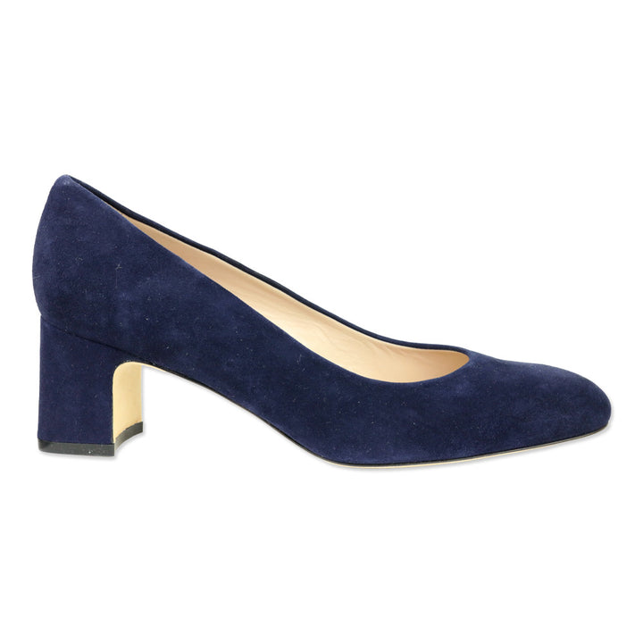 Stuart Weitzman Navy Suede Block Heel Pumps