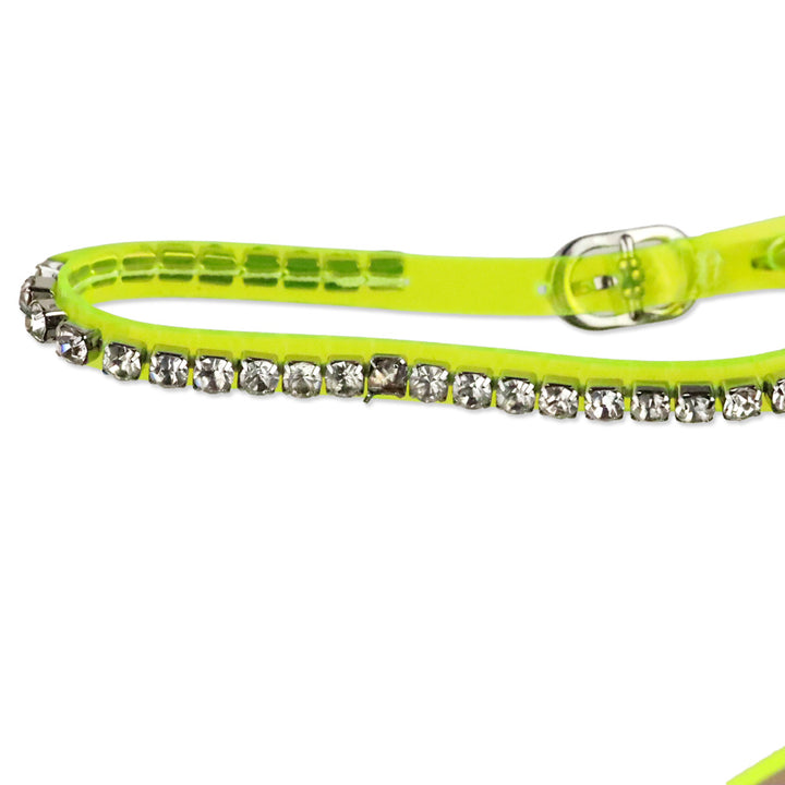 Stuart Weitzman Neon Yellow PVC/Leather Stuart Glam 100 Strap Pumps