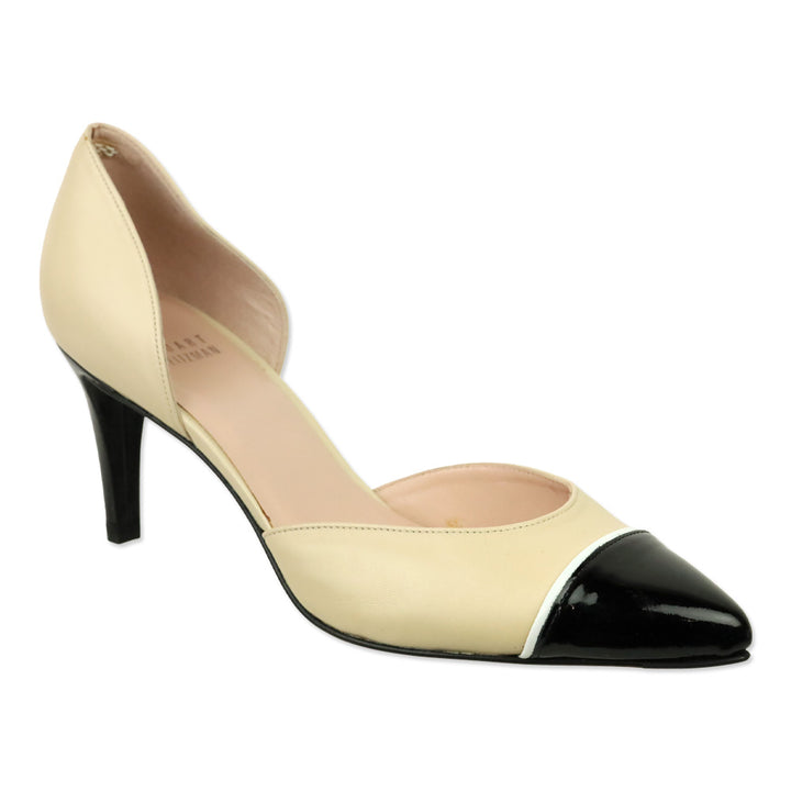 Stuart Weitzman Nude Leather Patent Cap Toe D'Orsay Pumps