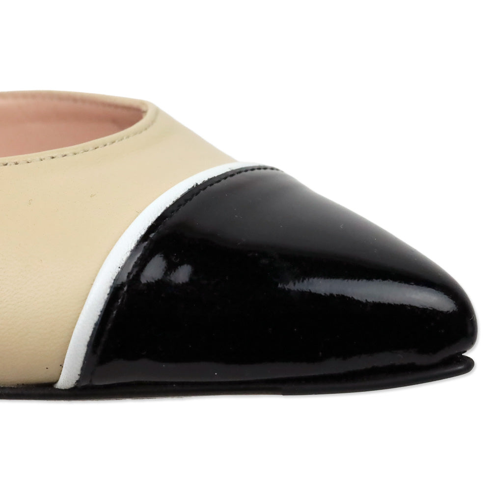 Stuart Weitzman Nude Leather Patent Cap Toe D'Orsay Pumps