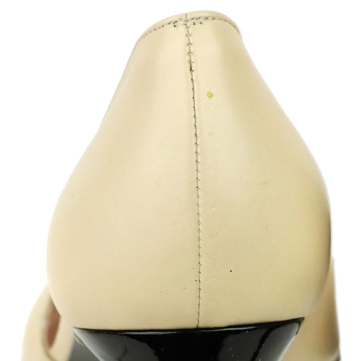 Stuart Weitzman Nude Leather Patent Cap Toe D'Orsay Pumps