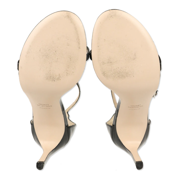 Stuart Weitzman Nudistcurve 100 Black Patent Leather Sandal