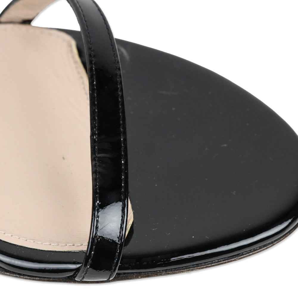 Stuart Weitzman Nudistcurve 100 Black Patent Leather Sandal